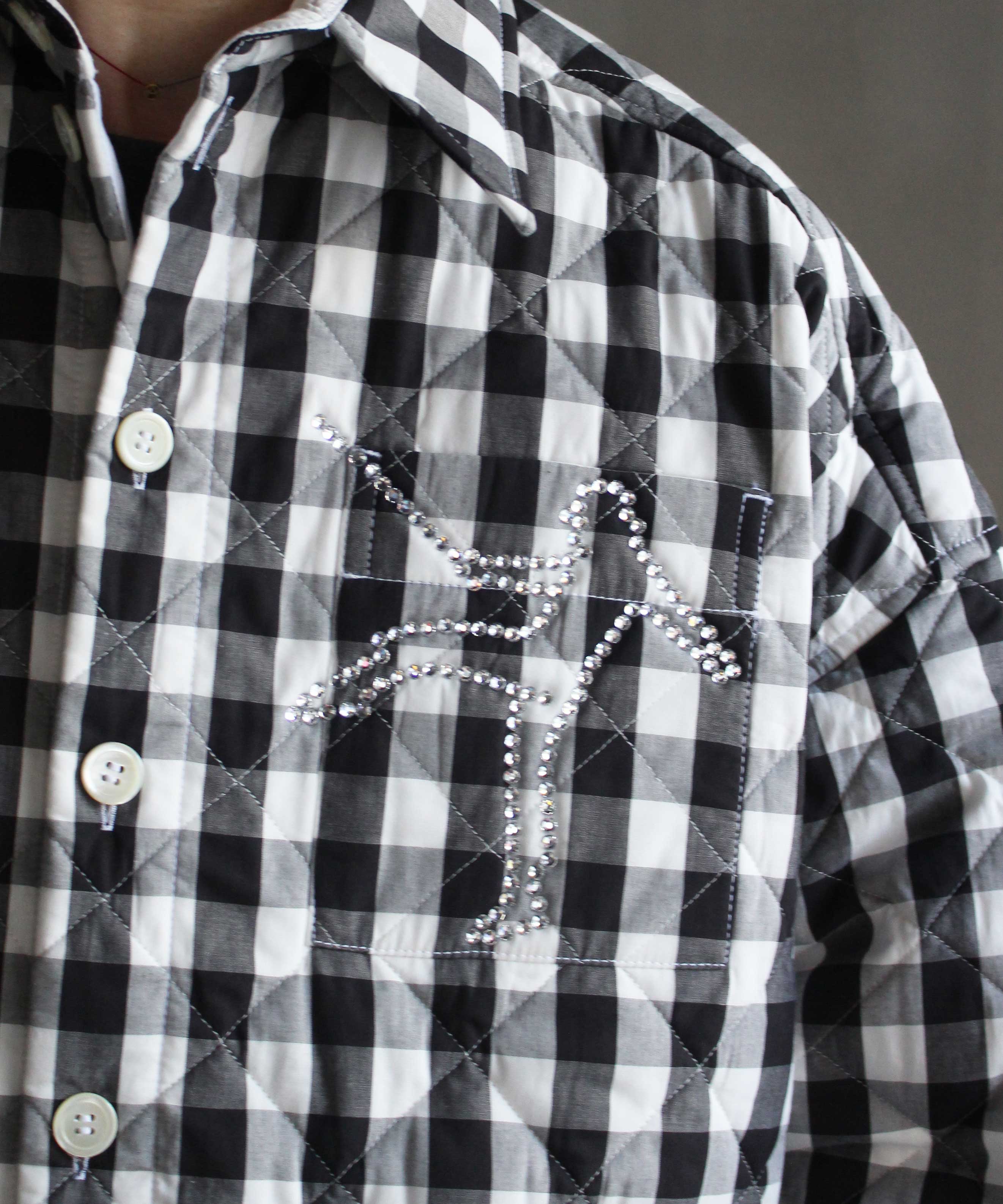 TSTS QUILTED GINGHAM SHIRT BLOUSON BLACK GINGHAM -