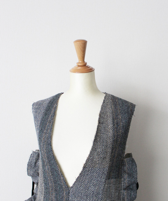 MALION vintage tweed frill ribbon vest ASSORT D - Ladys
