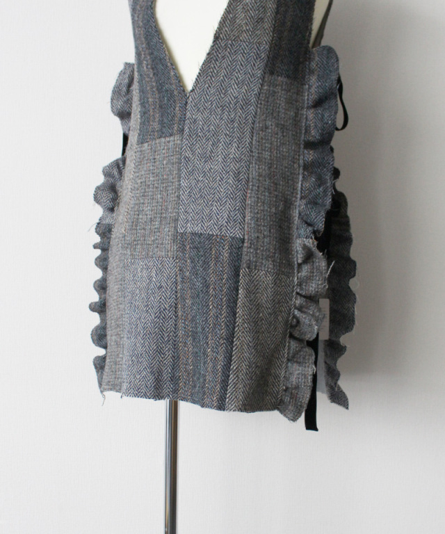MALION vintage tweed frill ribbon vest ASSORT D - Ladys