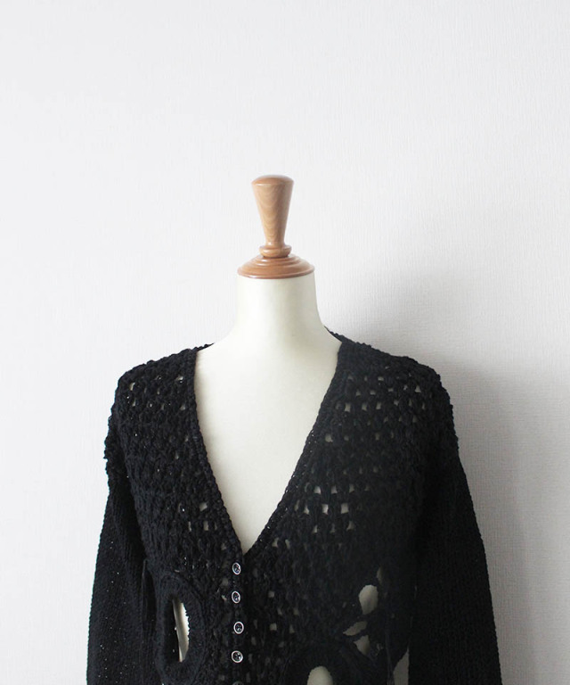 ERiKO KATORi motif konjac hand knit cardigan BLK - Ladys