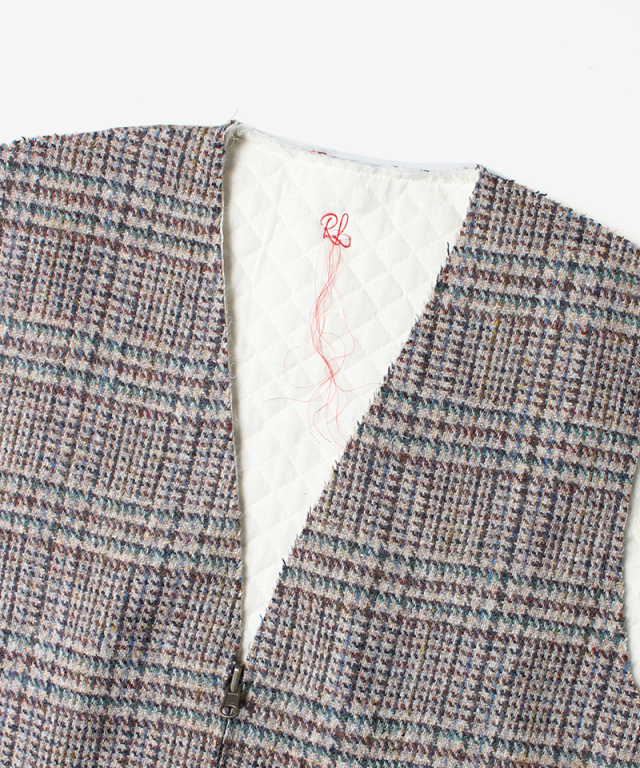 RL DeadStock Harris Tweed Vest RV beige check - Mens | rroomm 