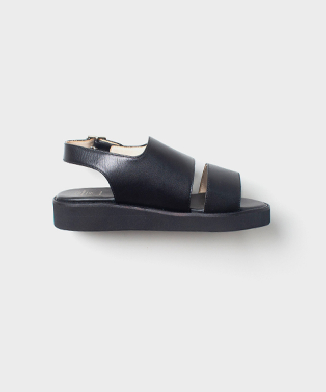 foot the coacher BACK BELT SANDALS (HARDNESS 60 SOLE) BLACK - Mens 