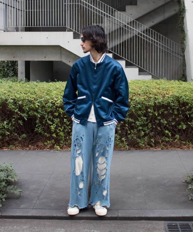 amok DAMAGE LAYERED SWEAT PANTS BLUE - Mens | rroomm onlinestore 