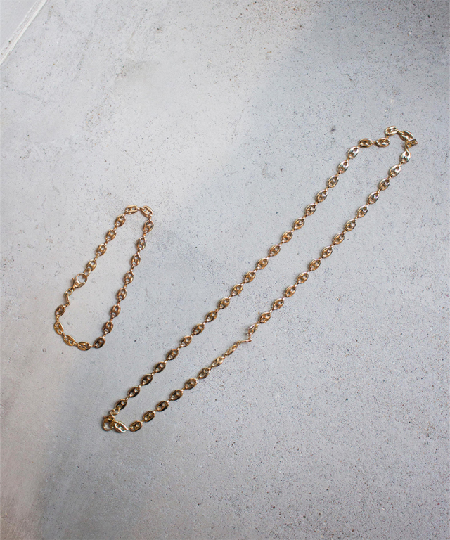 Daniel et Lili 60's Pig Nose Chain Necklace&Bracelet GOLD - Mens