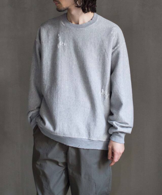 PERS PROJECTS ダメージ加工スウェットトレーナー2杢グレー