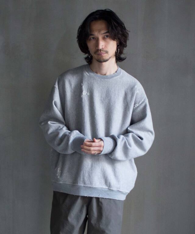 PERS PROJECTS ダメージ加工スウェットトレーナー2杢グレー