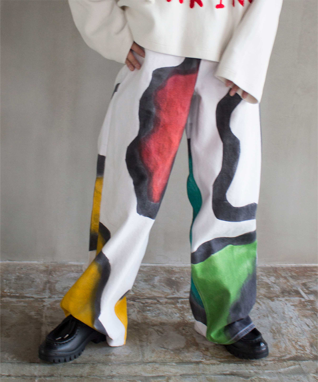 GLASS CYPRESS Wide Painted Denim Crystal Blue - Mens