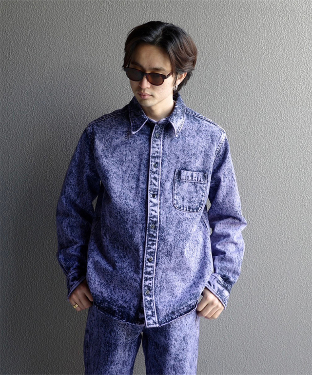 専用 25ss Marni トロンプルイユ デニムシャツ ディープブルー ストレッチデニム製トロンプルイユシャツ | Marni