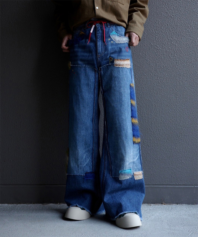 MARNI ORGANIC DENIM PANTS MOHAIR