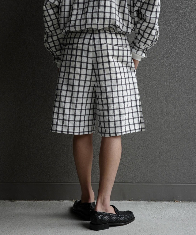 amachi. Phenomenal Check Shorts 未使用 amachi. Phenomenal Check Shorts Off White × Brown - Mens