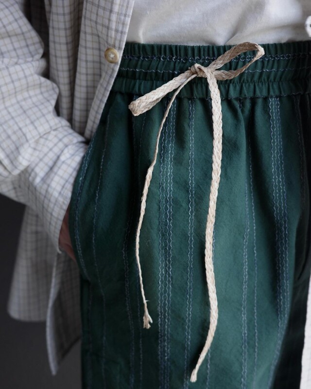 amachi. Line Pants Green × Blue　リネン amachi. Line Pants Green × Blueリネン
