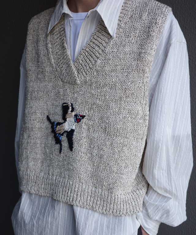 amachi. / 24年/Swallow Knit Vest Beige/5/コットン/BEG/014KW-5 amachi. Swallow Knit Vest Beige - Mens | rroomm onlinestore