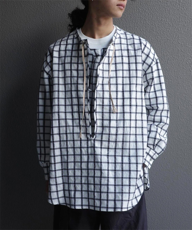 amachi. Phenomenal Check Shirts Off White×Brown - Mens