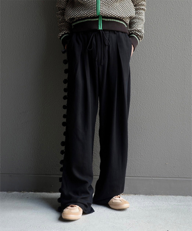 WALES BONNER MENELIK TROUSERS BLACK - Mens