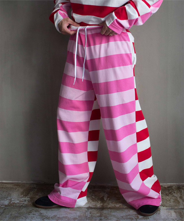TSTS G.F.G.S DOUBLE SIDED STRIPED TROUSERS 2 PINK,PINK,RED AND WHITE - Mens