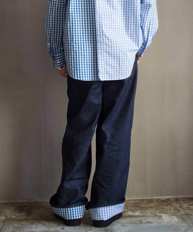 TSTS 2 GINGHAM LINING DENIM TROUSERS INDIGO BLUE - Mens