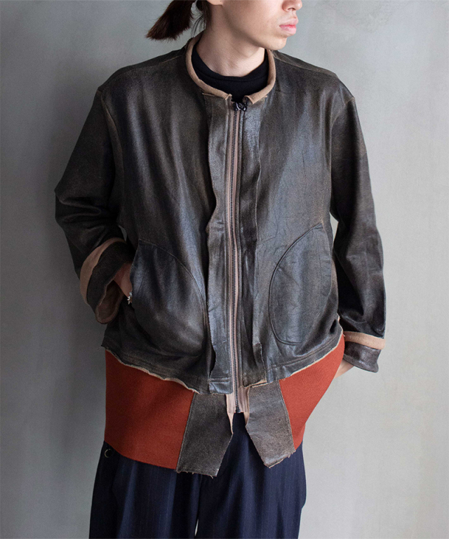 ANTHEM A BROKEN CRACK PRINT ZIP SWEAT BROWN - Mens