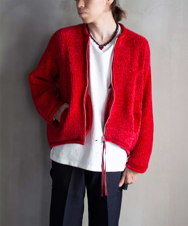 ANTHEM A SQUISHY MOLE BOMBER KNIT BLOUSON RED - Mens