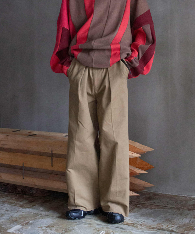 saby [rroomm exclusive]TUCK BAGGY  BEIGE - Mens