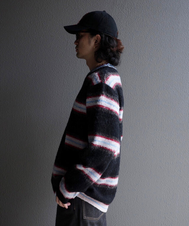 【Kota Gushiken】Fluffy Mona (Black) kota gushiken FLUFFY MONA' knit top Size: 1 Black x red Men