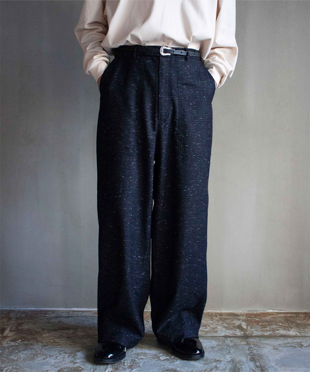 saby FATIGUE TROUSER -Italian Color Nep Tweed C.NEP BLACK - Mens
