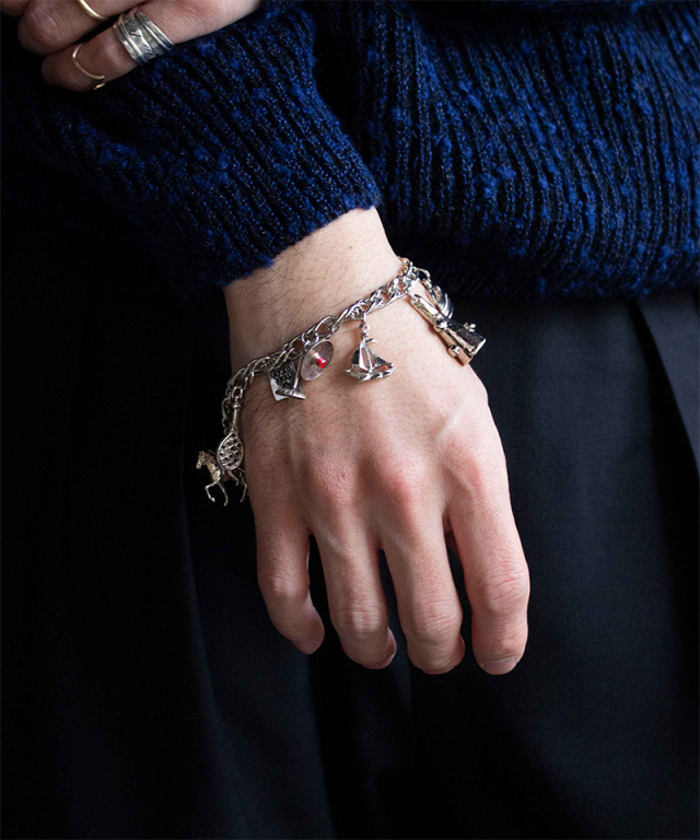 Daniel et Lili 60's-70's Vintage charm multi bracelet-B silver - Mens