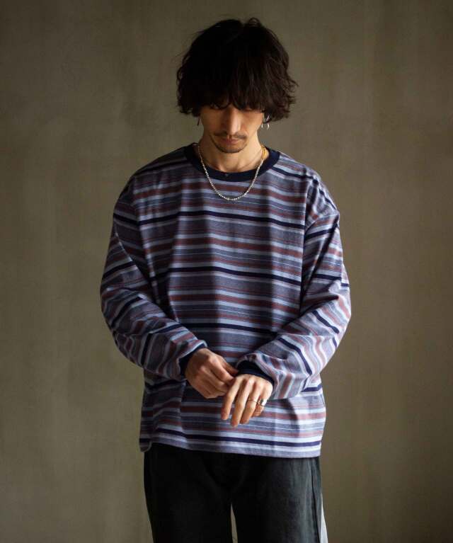 POLYPLOID OVERSIZE LONGSLEEVE B PURPLE/NAVY - Mens | rroomm