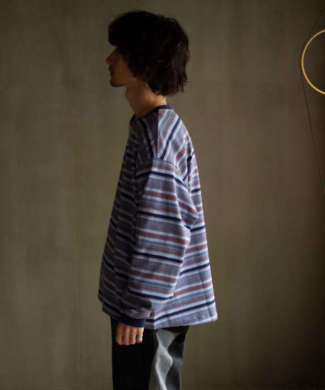 POLYPLOID OVERSIZE LONGSLEEVE B PURPLE/NAVY - Mens | rroomm
