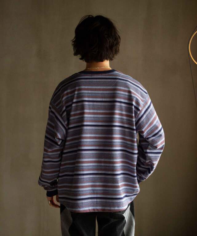 POLYPLOID OVERSIZE LONGSLEEVE B PURPLE/NAVY - Mens | rroomm
