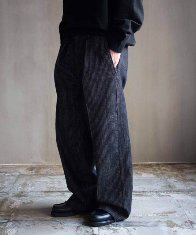saby STRIPE DENIM TUCK-BAGGY-One Wash BLACK OW/05 - Mens