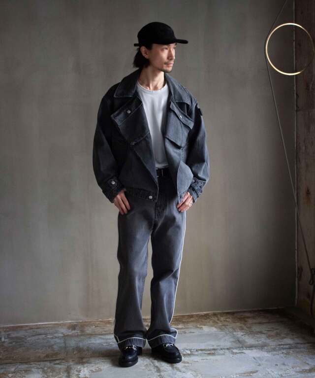 け*だ様 DENIM TWIN SHORT COAT BLACK PHINGER DENIM TWIN SHORT COAT BLACK – PHINGERIN