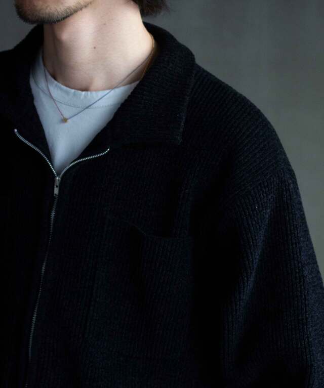 PHINGERIN CORDY KNIT JACKET B:BLACK - Mens | rroomm