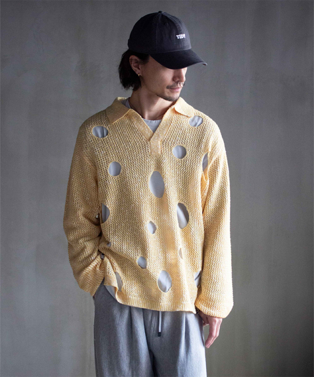 PHINGERIN HOLE KNIT SKIPPER A:YELLOW - Mens | rroomm