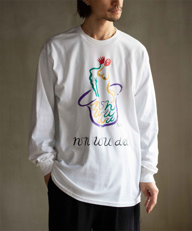 nnuudd MISATO ANDO DESIGN "nnuudd" LOGO L/S WHITE - Mens