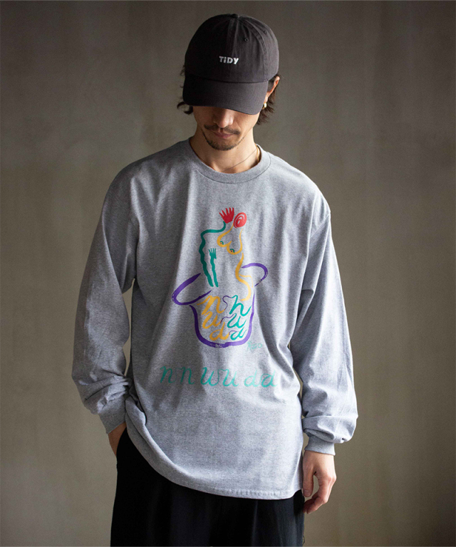 nnuudd MISATO ANDO DESIGN "nnuudd" LOGO L/S GREY - Mens