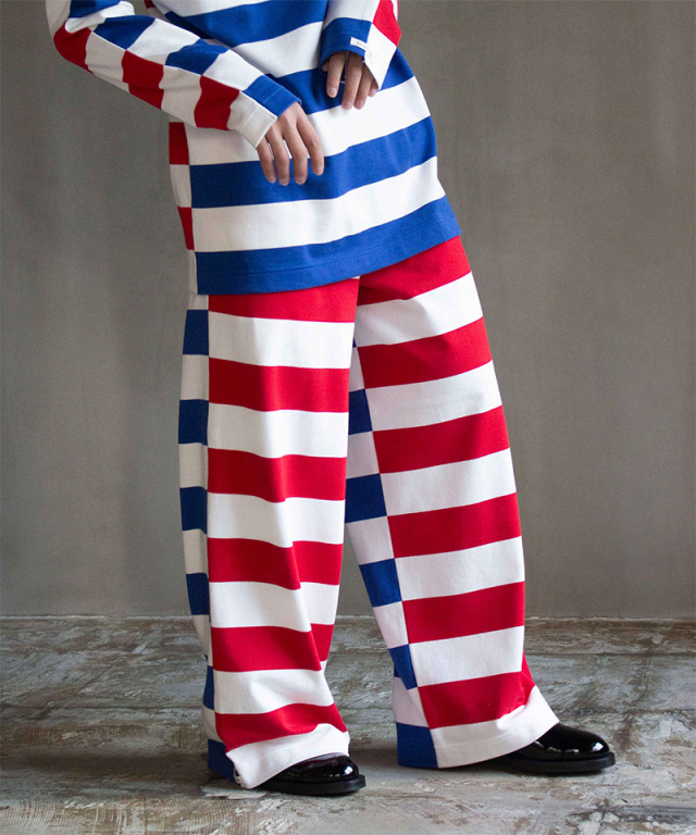 TSTS G.F.G.S. DOUBLE SIDED STRIPED TROSERS 2 BLUE,WHITE,WHITE AND RED - Mens