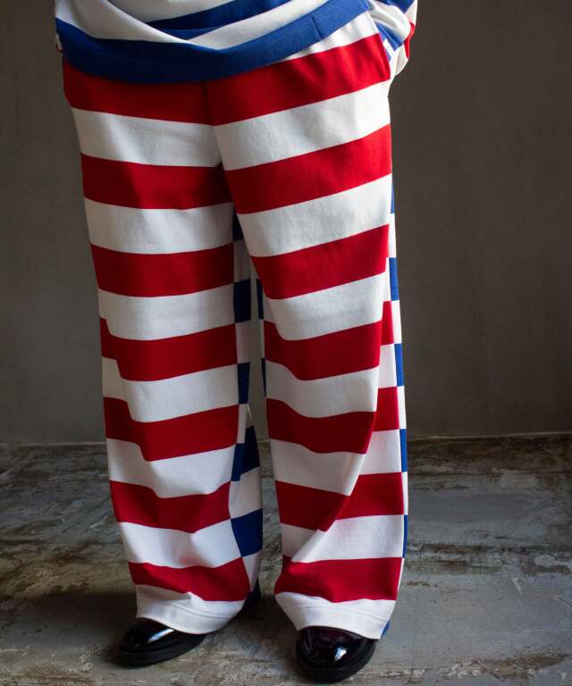 TSTS G.F.G.S. DOUBLE SIDED STRIPED TROSERS 2 BLUE,WHITE