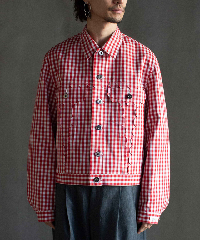 TSTS SPEECH BUBBLES TRACKER JACKET RED AND PINK GINGHAM - Mens