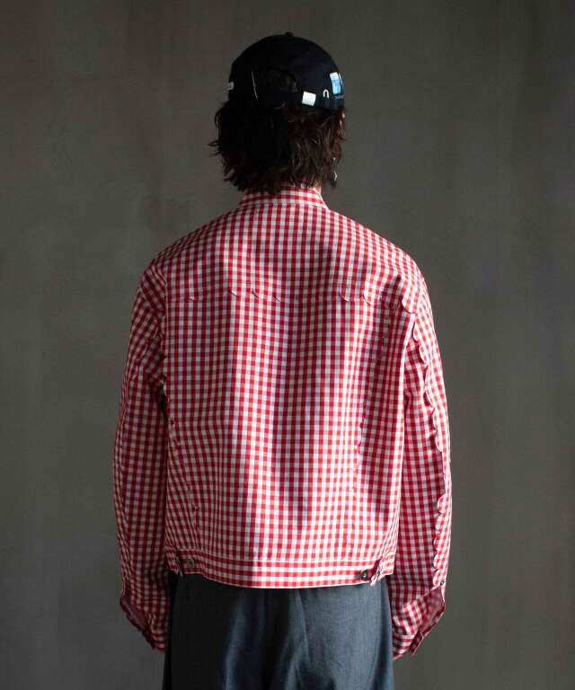 TSTS SPEECH BUBBLES TRACKER JACKET RED AND PINK GINGHAM - Mens