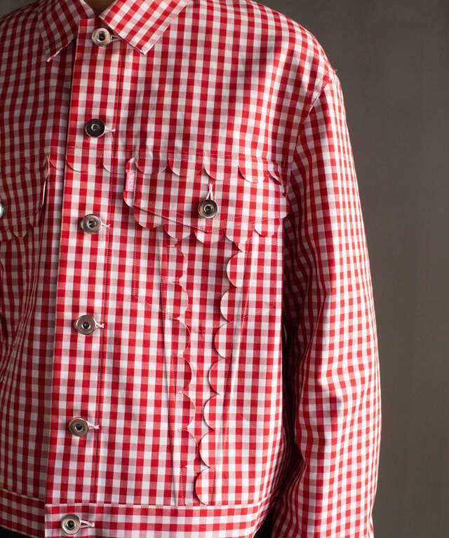 TSTS SPEECH BUBBLES TRACKER JACKET RED AND PINK GINGHAM - Mens