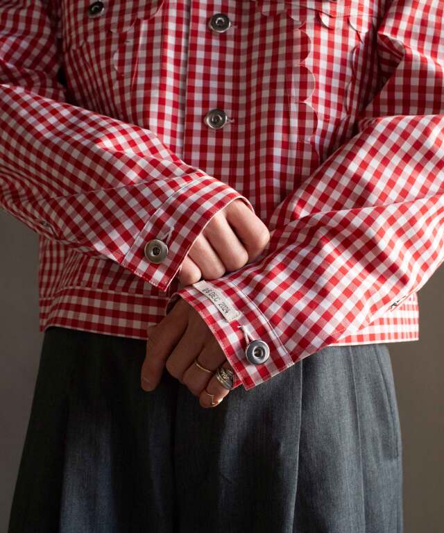 TSTS SPEECH BUBBLES TRACKER JACKET RED AND PINK GINGHAM - Mens