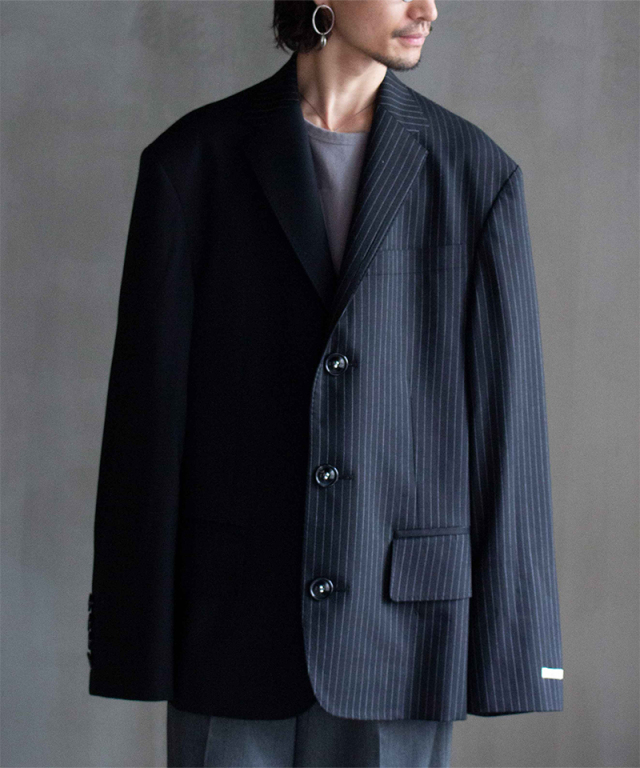 TSTS TAILORED BAGGY BLAZER BLACK AND BLACK STRIPE - Mens
