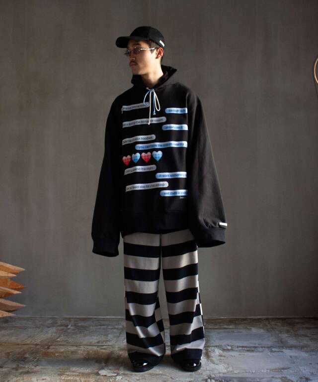 TSTS BAGGY HOODIE LOVERS DM ON BLACK - Mens | rroomm onlinestore