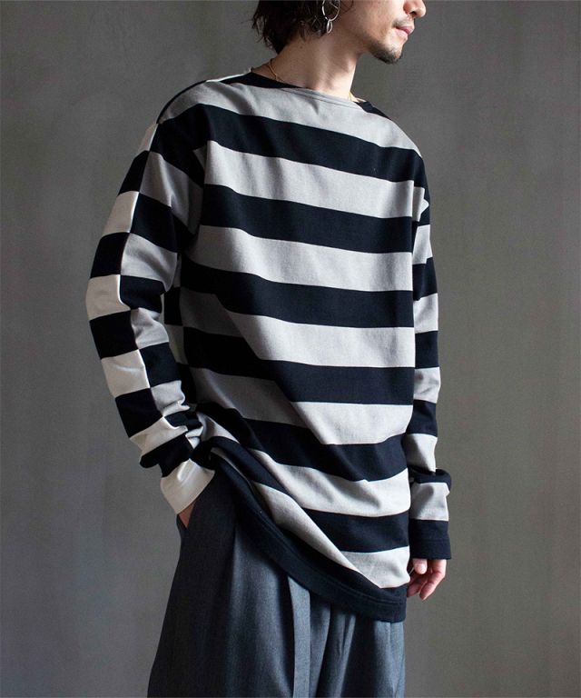 TSTS G.F.G.S. DOUBLE SIDED STRIPED SHIRT 2 BLACK,GRAY,IVORY AND BLACK - Mens