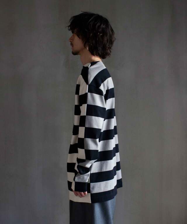TSTS G.F.G.S. DOUBLE SIDED STRIPED SHIRT 2 BLACK,GRAY,IVORY