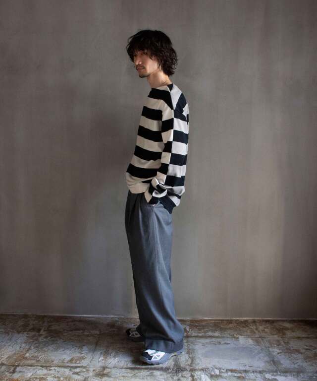 TSTS G.F.G.S. DOUBLE SIDED STRIPED SHIRT 2 BLACK,GRAY,IVORY