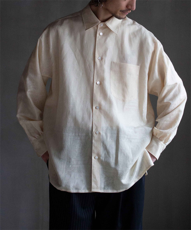 NEZU YO-HINTEN ポリエステルリネンドレスシャツ ライトイエロー - Mens