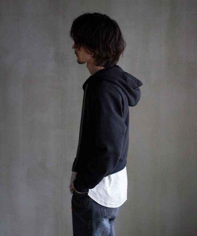 SHINYAKOZUKA ORDINARY SKINNY ZIP HOODIE(ISSUE#6) COLOURLESS BLACK