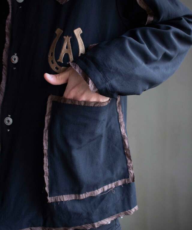 ANTHEM A WOOL RAYON TROPICAL EMBROIDERY JACKET BLACK - Mens