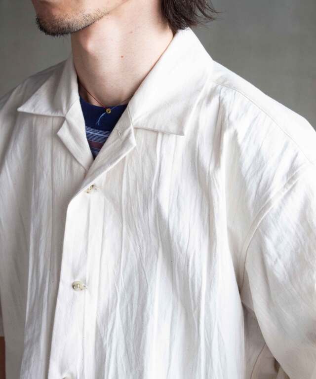 POLYPLOID OPEN COLLAR SHIRT A OFF WHITE - Mens | rroomm